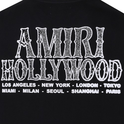 Black Hollywood Print Cotton T-Shirt