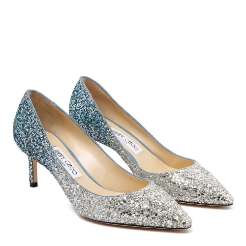 Coarse Glitter Fabric Pointed Pumps