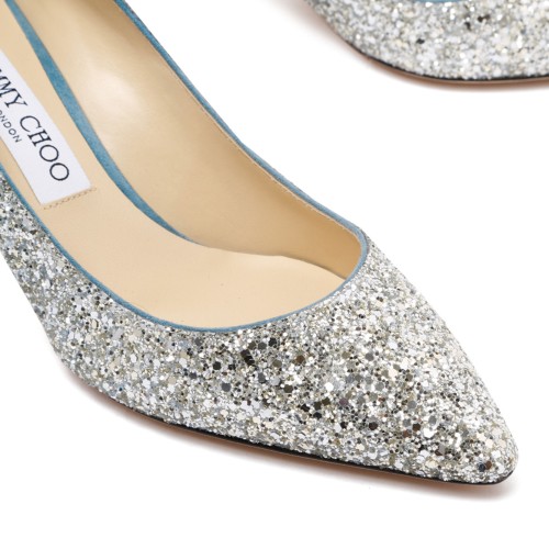 Coarse Glitter Fabric Pointed Pumps