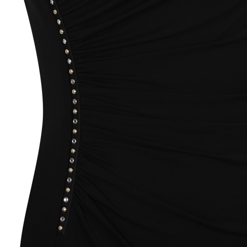 Black Jersey Crepe Stretch Miniskirt