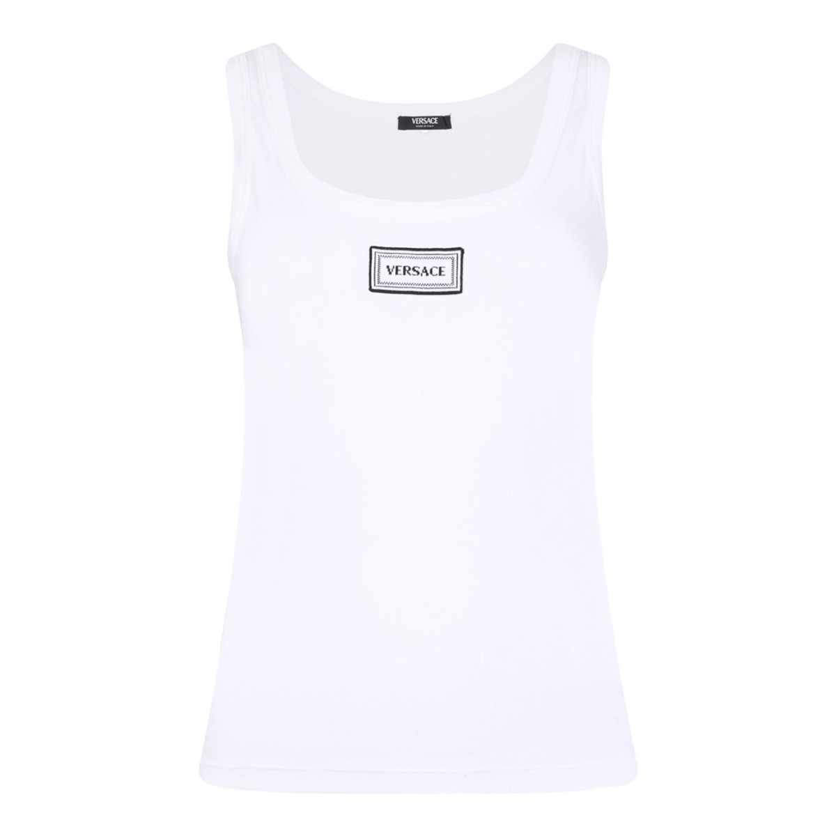 White Stretch Ribbed Cotton Tank Top