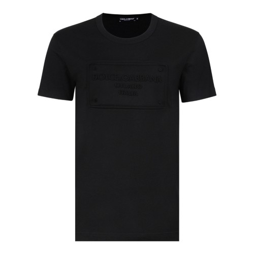 Black Cotton T-Shirt With Logo Embossed