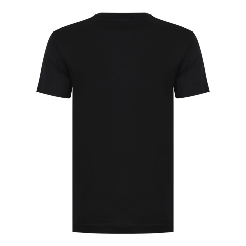 Black Cotton T-Shirt With Logo Embossed