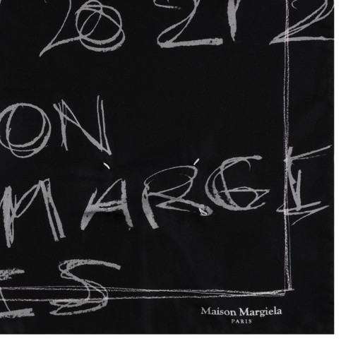 Black Scribbled Numerical Silk Foulard 2