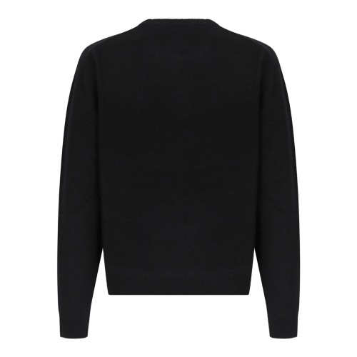 Black Intarsia Cashmere Knit Sweater