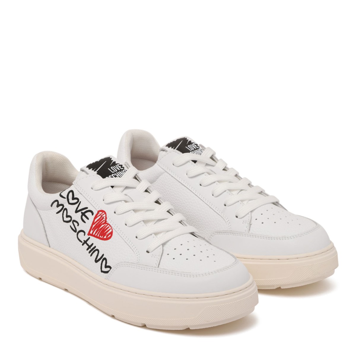 White Logo Print Sneakers