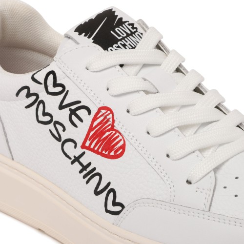 White Logo Print Sneakers