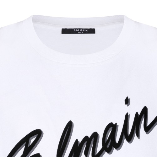 White and Black Letter Flock T-Shirt