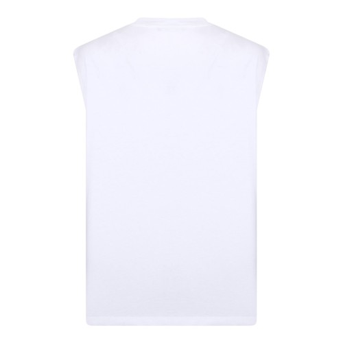 White and Black Casual Tank Top With Print