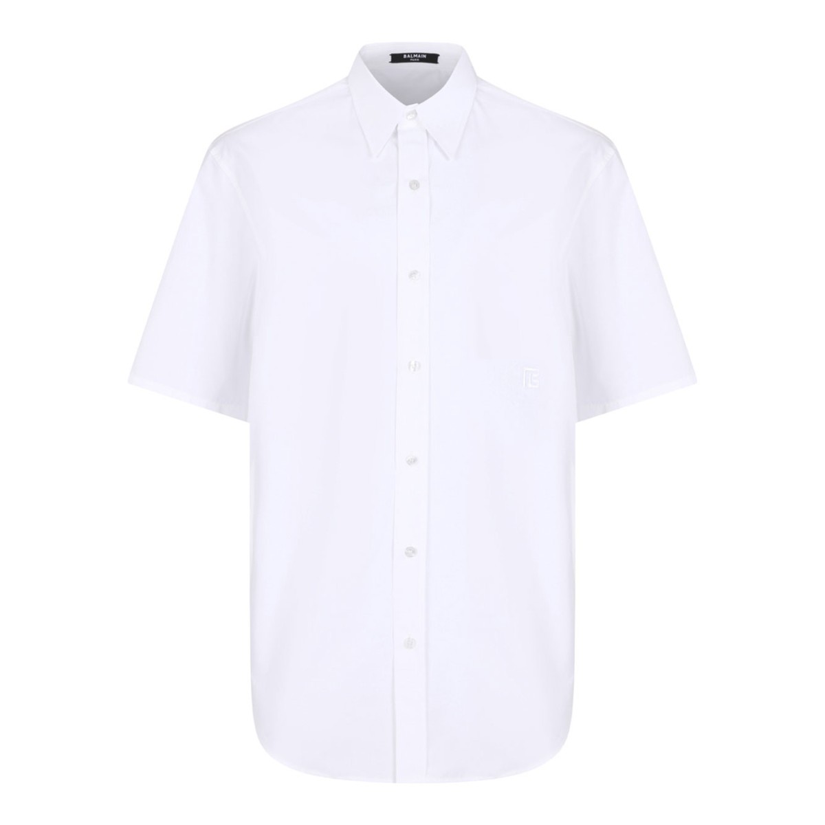 White Short-Sleeve Cotton Poplin Shirt