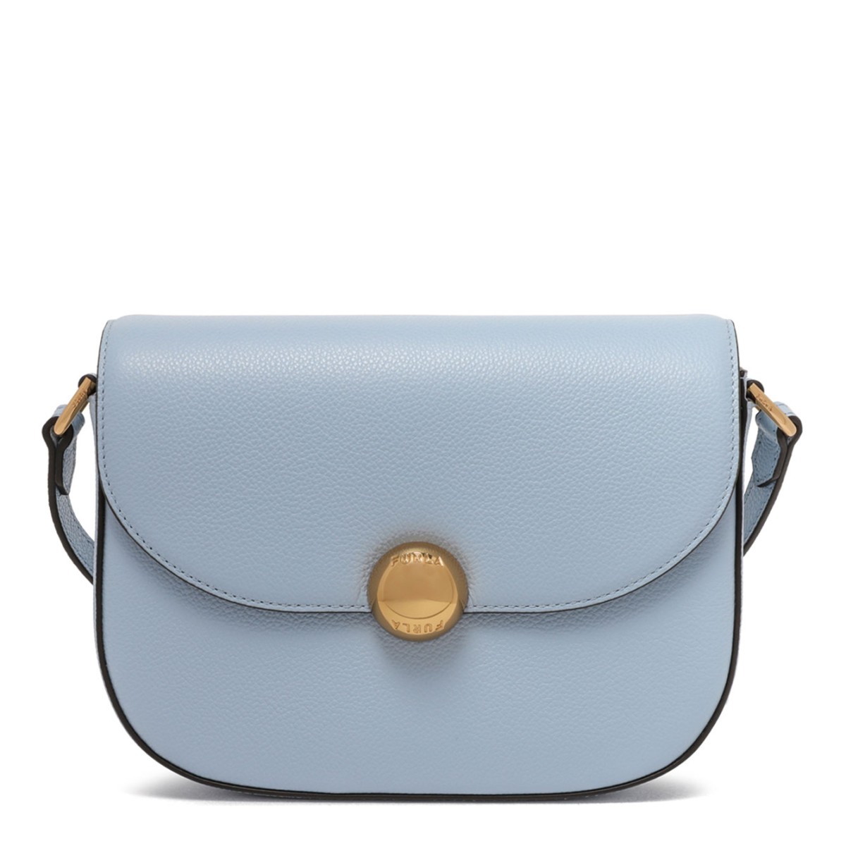 Light Blue Curved-Flap Crossbody Bag