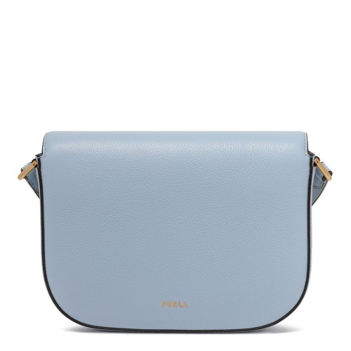 Light Blue Curved-Flap Crossbody Bag