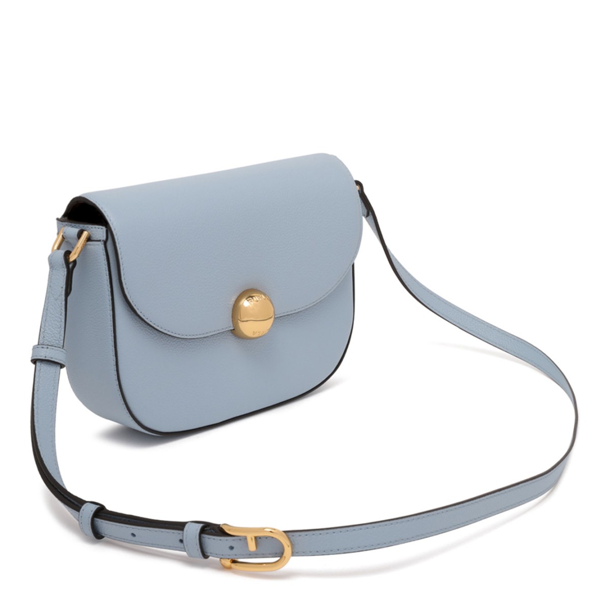 Light Blue Curved-Flap Crossbody Bag