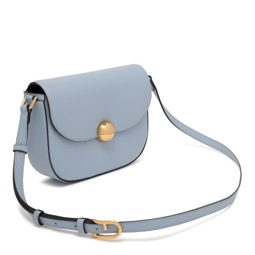Light Blue Curved-Flap Crossbody Bag