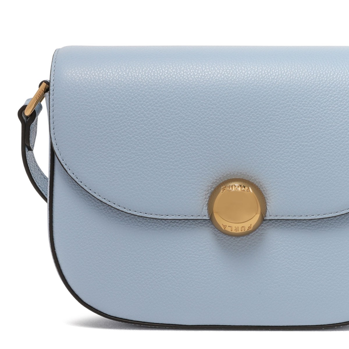 Light Blue Curved-Flap Crossbody Bag