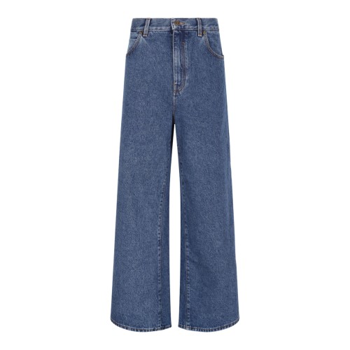 Blue Denim Wide Leg Jeans