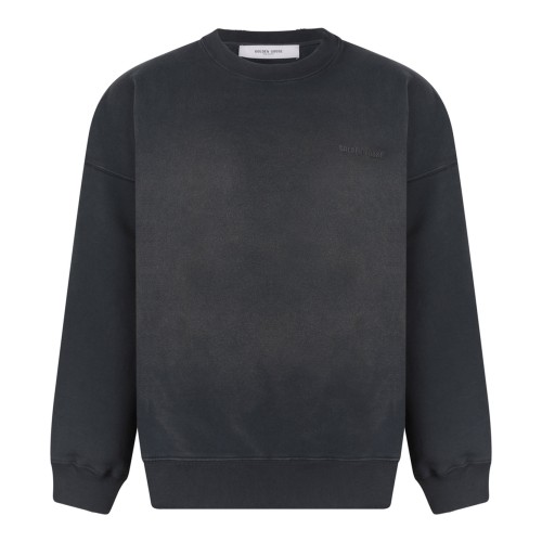 Dark Grey Cotton Sweatshirt With Logo Embroidery