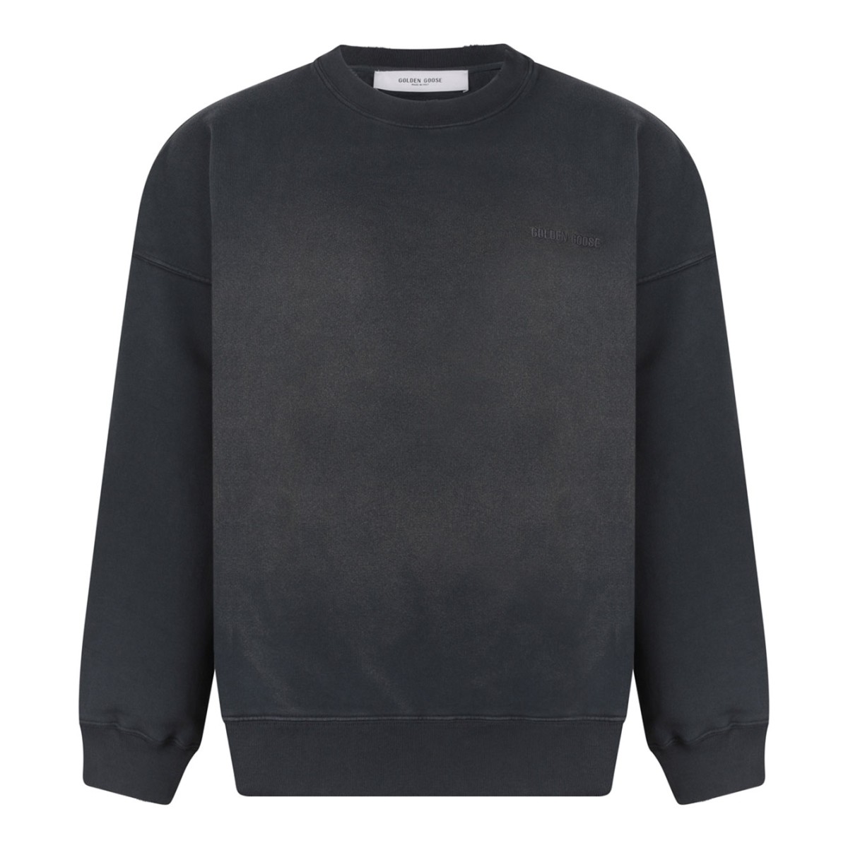 Dark Grey Cotton Sweatshirt With Logo Embroidery