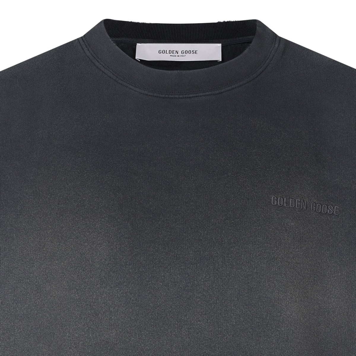 Dark Grey Cotton Sweatshirt With Logo Embroidery