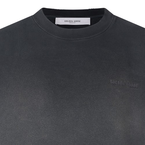 Dark Grey Cotton Sweatshirt With Logo Embroidery