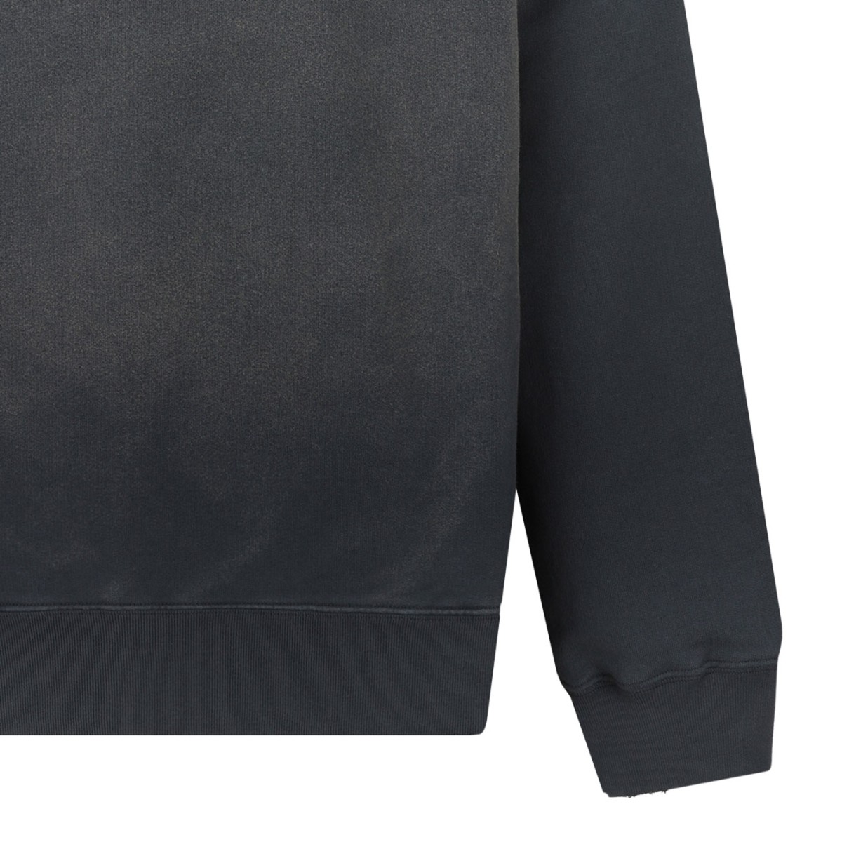 Dark Grey Cotton Sweatshirt With Logo Embroidery