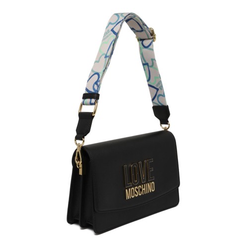 Black Shoulder Bag With Strap