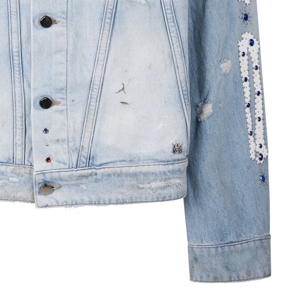 Perfect Antique Indigo Bones Studded Trucker Jacket