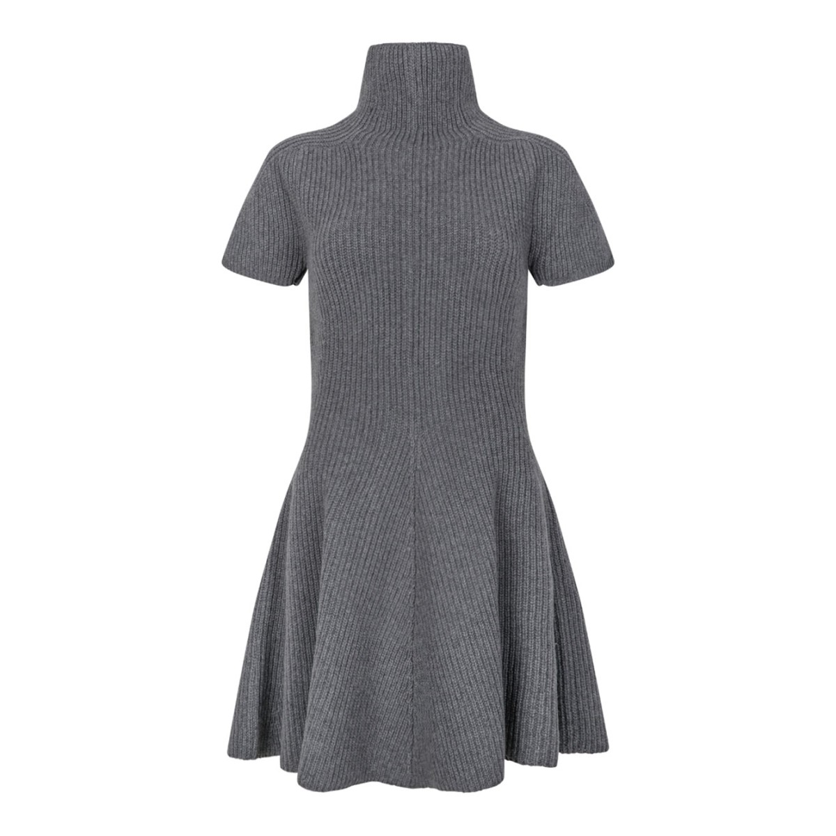 Grey Short-Sleeve Cashmere Dress