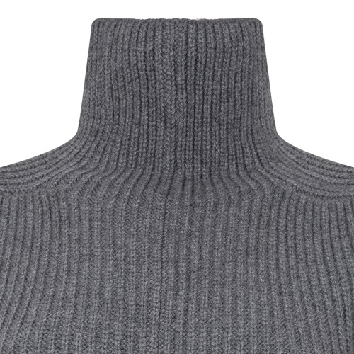 Grey Short-Sleeve Cashmere Dress