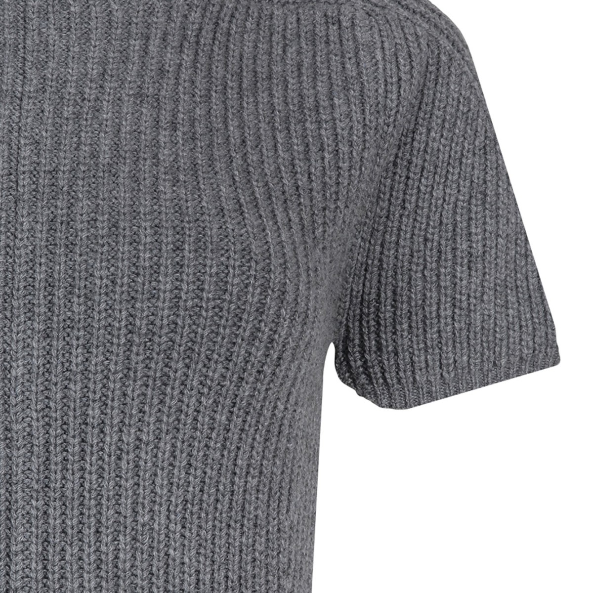 Grey Short-Sleeve Cashmere Dress