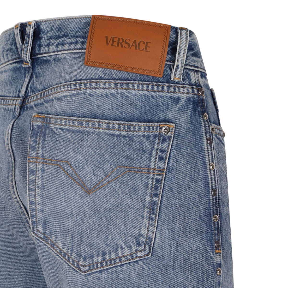 Light Blue Cotton Studded Jeans