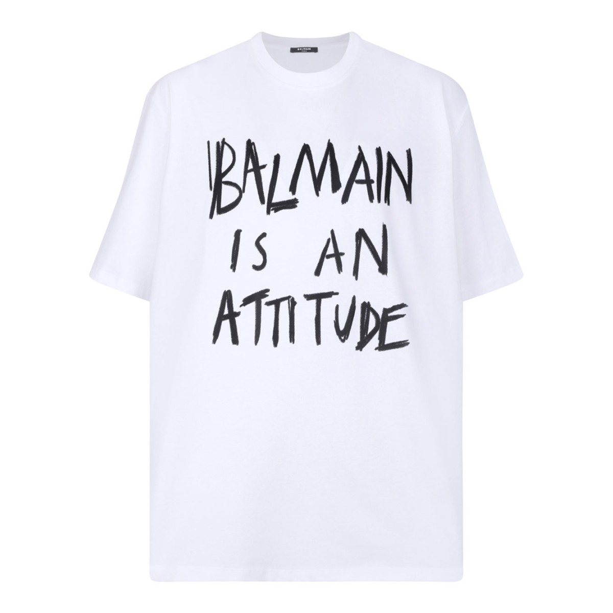 White and Black Cotton Graphic Printed T-Shirt