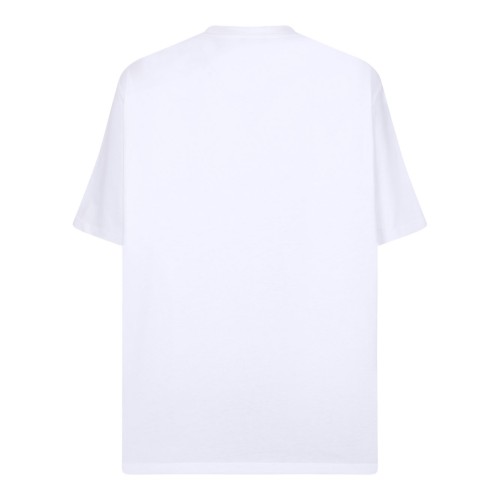 White and Black Cotton Graphic Printed T-Shirt