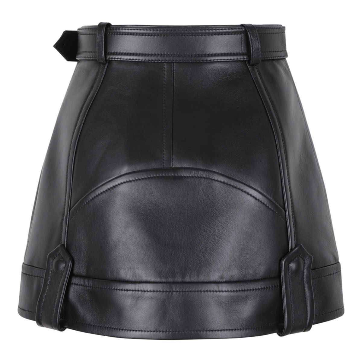Black Biker-Style Miniskirt In Nappa Leather