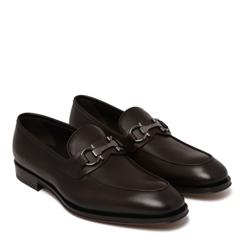 Brown Loafer With Gancini Buckle Loafers 2