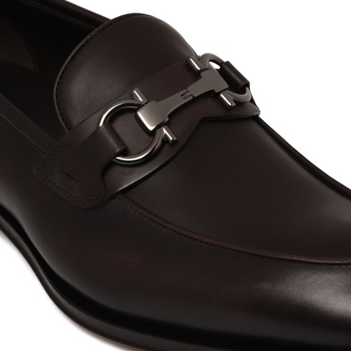 Brown Loafer With Gancini Buckle Loafers