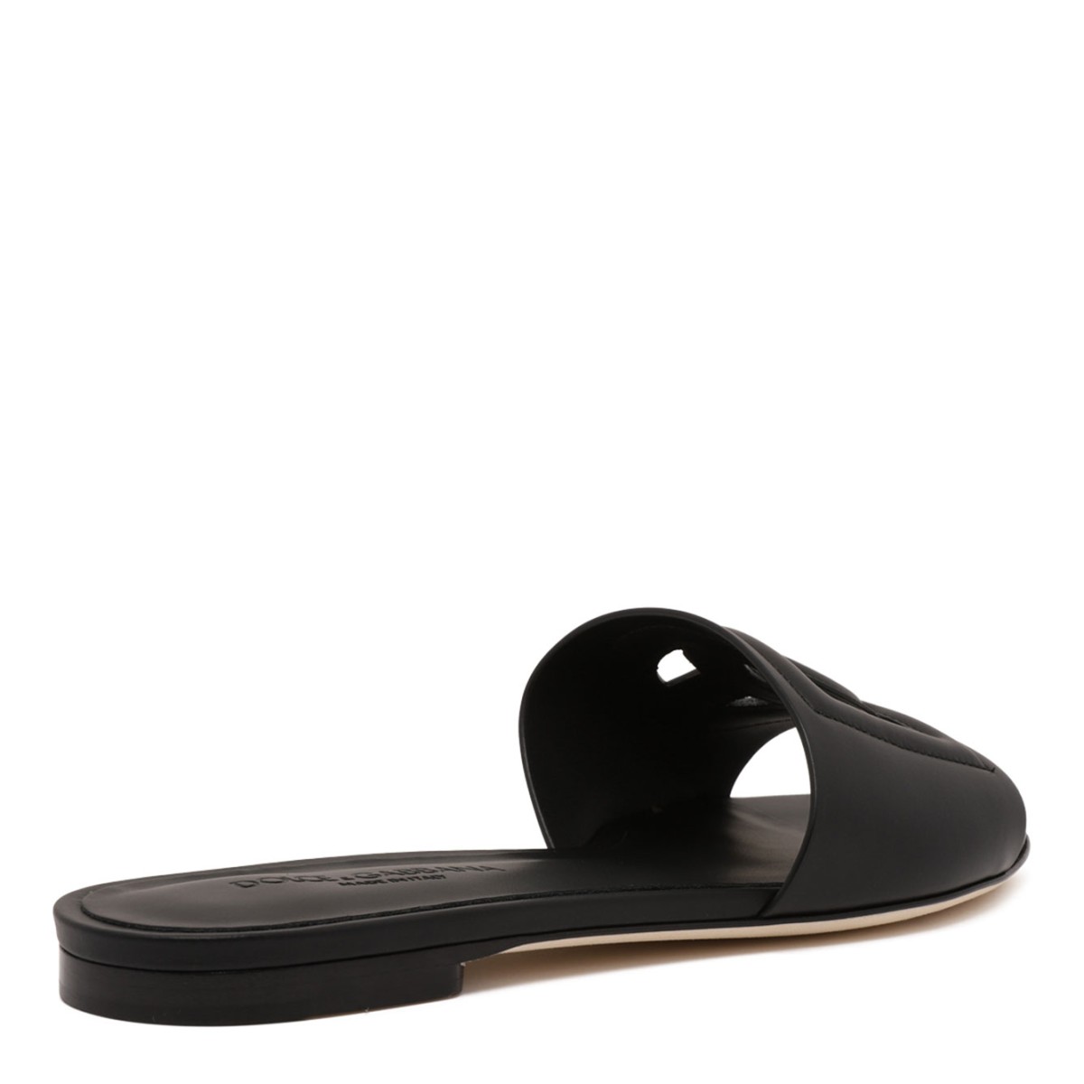 Black Calfskin Slides With DG Millenials Logo