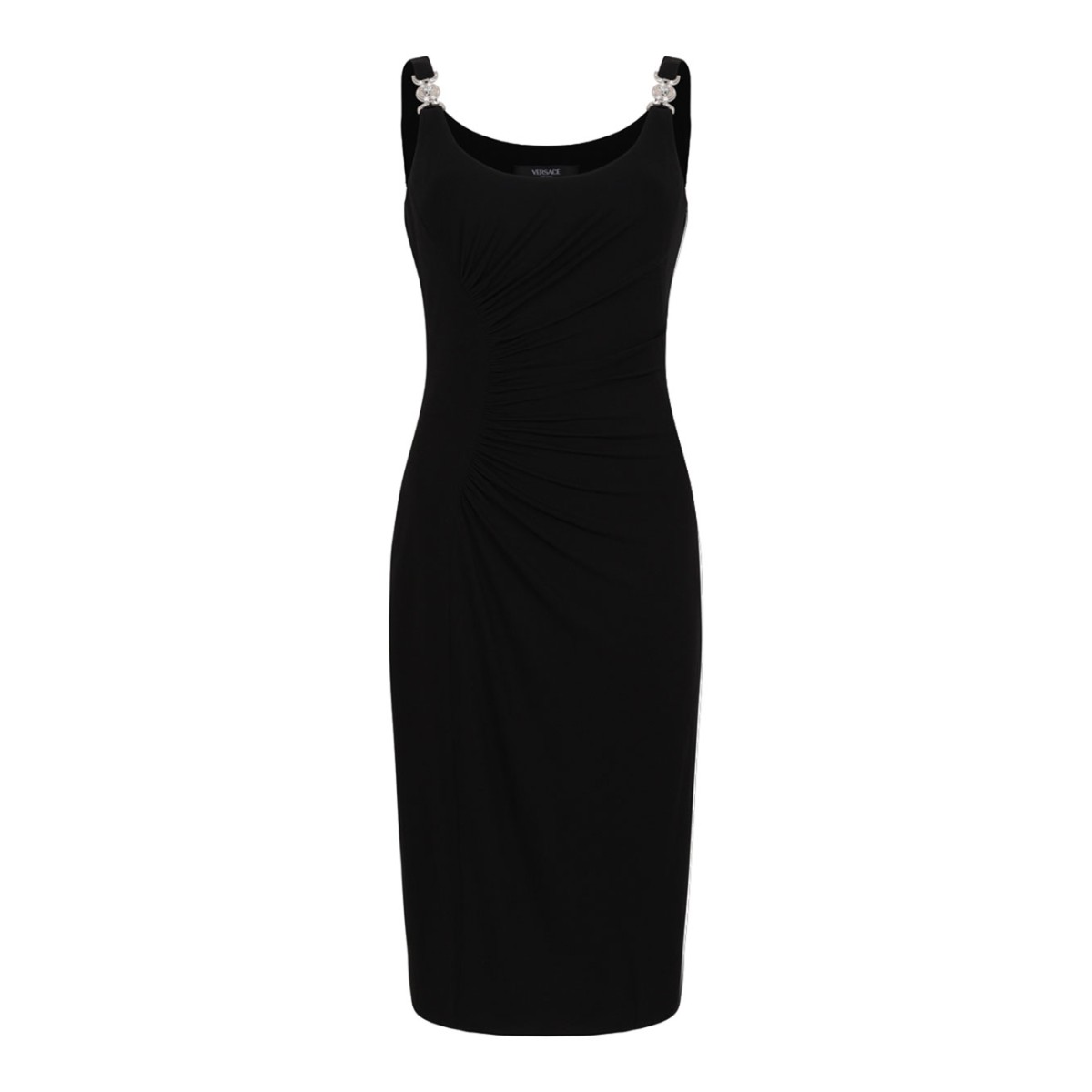 Black Jersey Crepe Stretch Midi Dress