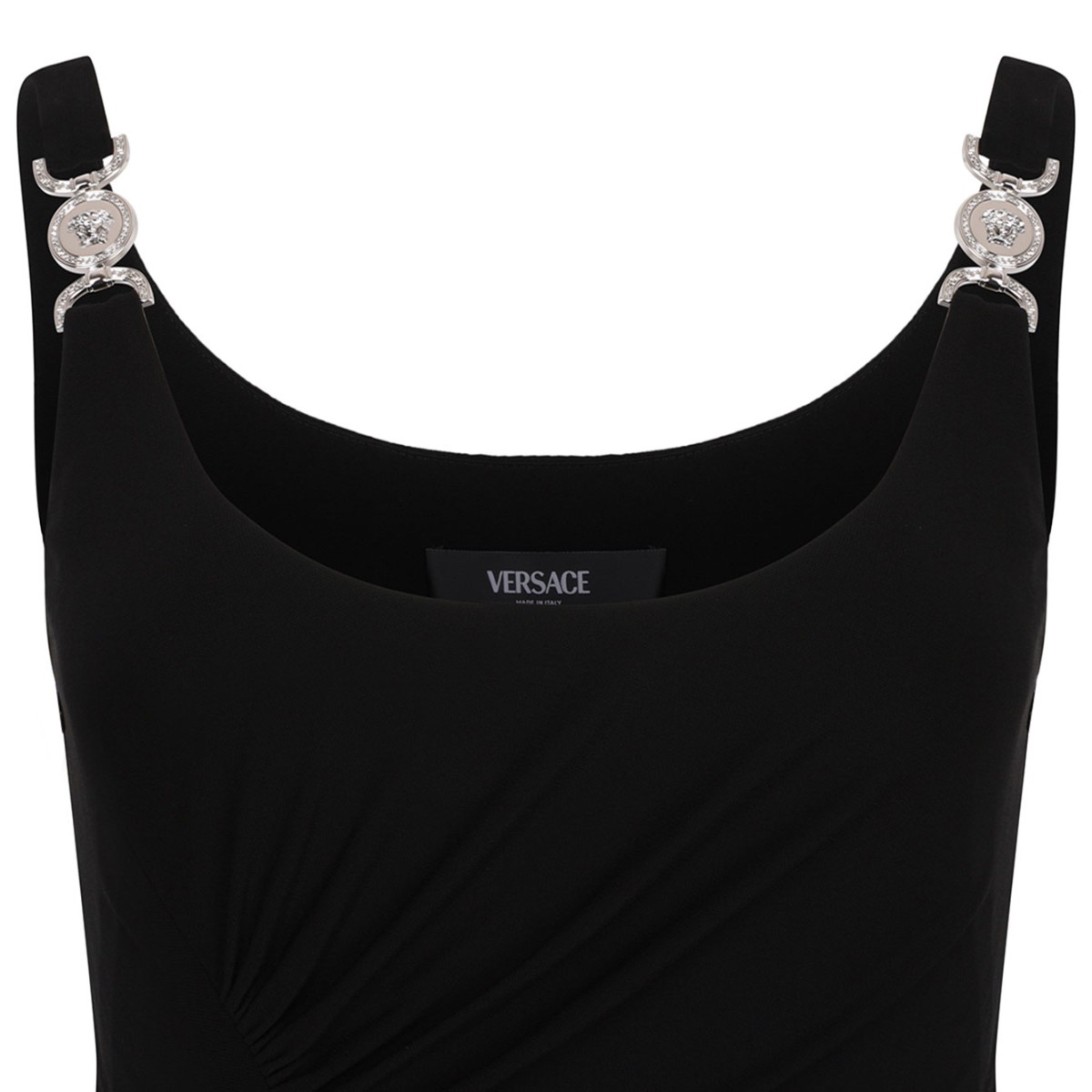 Black Jersey Crepe Stretch Midi Dress