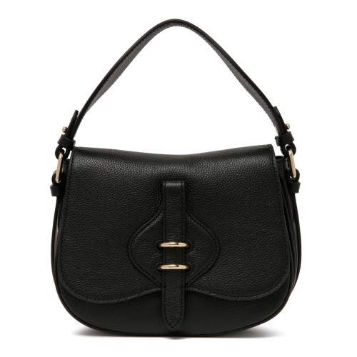 Black Micro-Grained Leather Mavery Small Bag