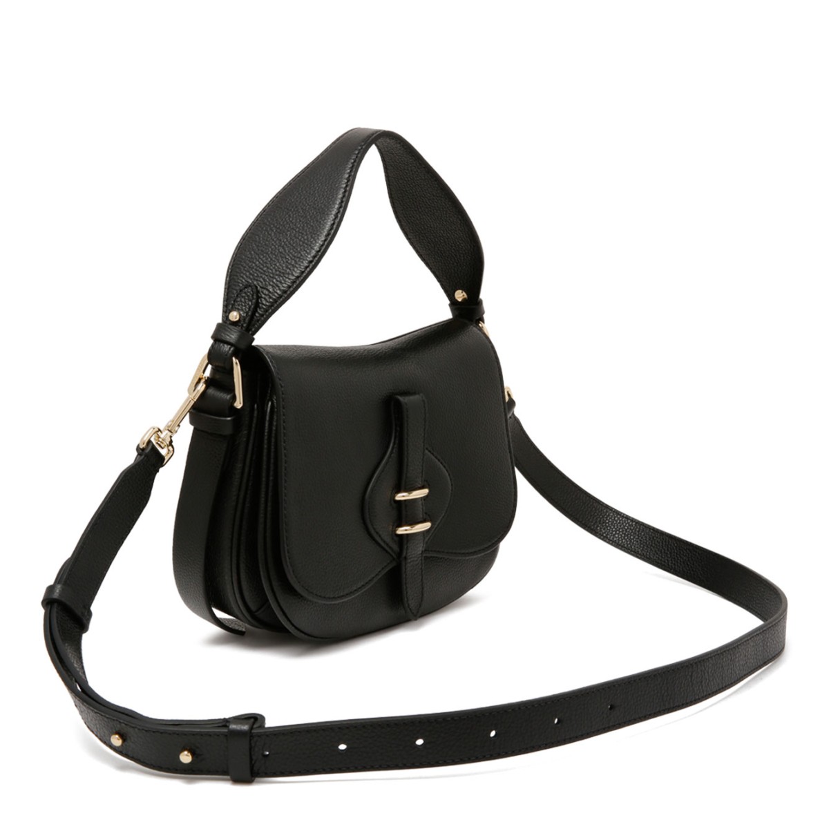 Black Micro-Grained Leather Mavery Small Bag