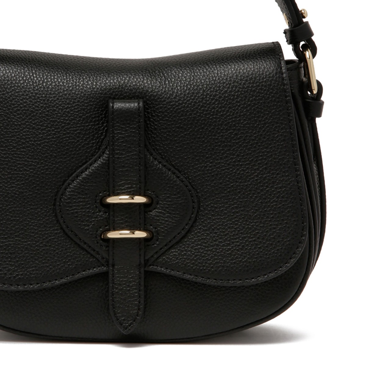 Black Micro-Grained Leather Mavery Small Bag