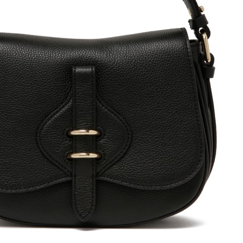 Black Micro-Grained Leather Mavery Small Bag