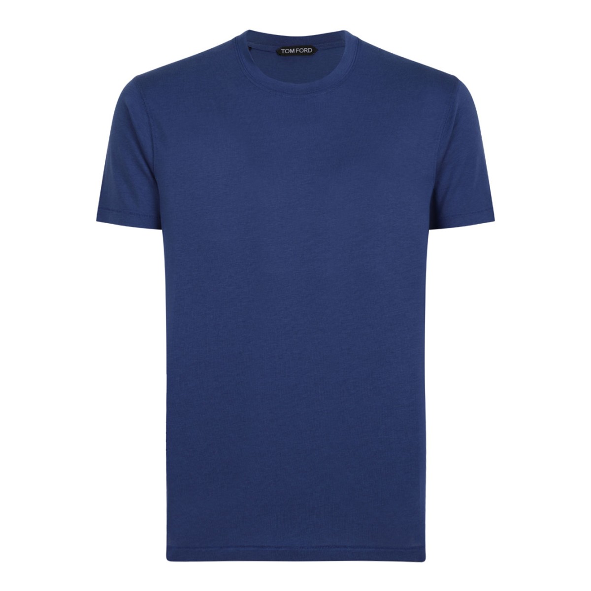 Prussian Blue Lyocell Cotton Blend Crew Neck T-Shirt