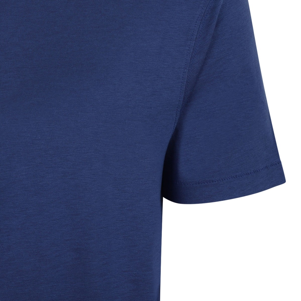 Prussian Blue Lyocell Cotton Blend Crew Neck T-Shirt