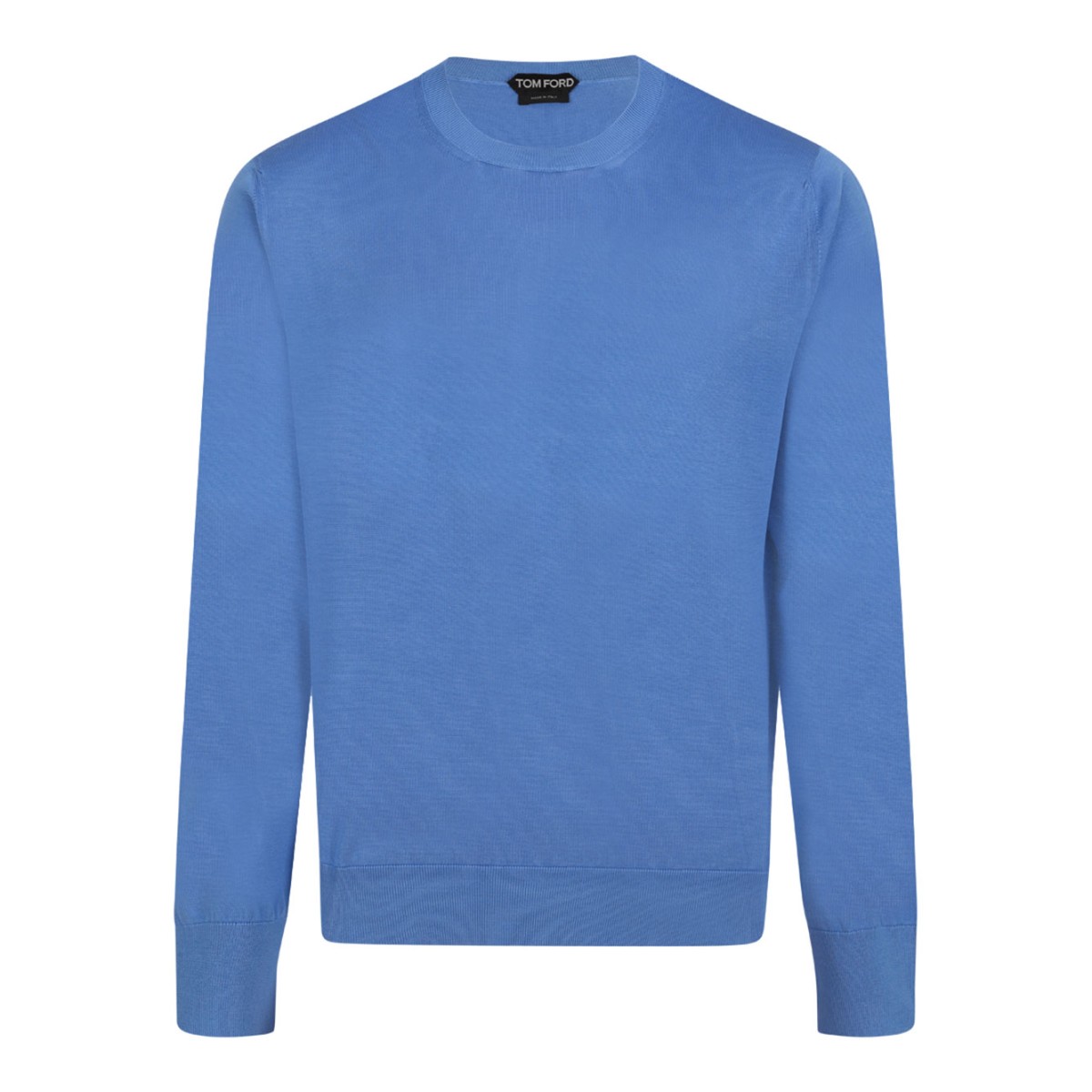 Azure Blue Silk Crewneck Sweater