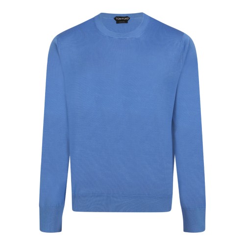 Azure Blue Silk Crewneck Sweater