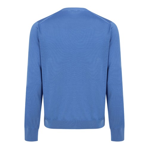 Azure Blue Silk Crewneck Sweater 2