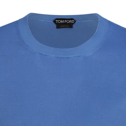 Azure Blue Silk Crewneck Sweater