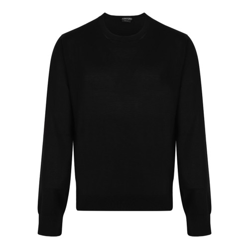 Black Silk Crew Neck Sweater